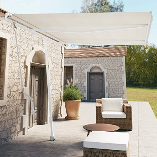 Standmarkise Automatisch Einziehbar mit Pulverbeschichtetem Aluminiumrahmen, UV-beständigem Polyesterstoff, Sonnenschutz für Balkon, Klemmmarkise Balkon, 350x250 cm, Cremeweiß Standmarkise Automatisch Einziehbar mit Pulverbeschichtetem Aluminiumrahmen, UV-beständigem Polyesterstoff, Sonnenschutz für Balkon, Klemmmarkise Balkon, 350x250 cm, Cremeweiß von HaoChrymec