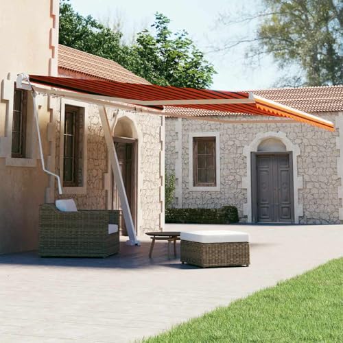 Standmarkise Automatisch Einziehbar mit Pulverbeschichtetem Aluminiumrahmen, UV-beständigem Polyesterstoff, Sonnenschutz für Balkon, Klemmmarkise Balkon, 400x300 cm, Orange/Braun Standmarkise Automatisch Einziehbar mit Pulverbeschichtetem Aluminiumrahmen, UV-beständigem Polyesterstoff, Sonnenschutz für Balkon, Klemmmarkise Balkon, 400x300 cm, Orange/Braun von HaoChrymec