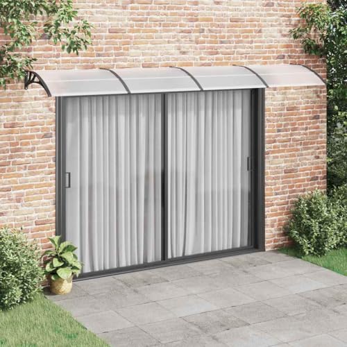 Türvordach Schwarz aus Polycarbonat, Witterungsbeständig, Überdachung Haustür, Balkon Regenschutz, 400 x 100 cm von HaoChrymec