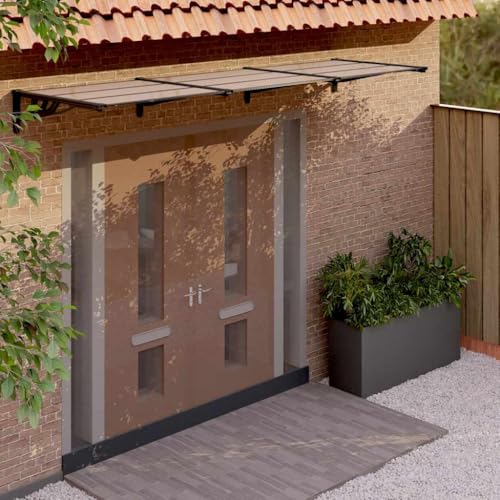 Türvordach Schwarz mit Polycarbonat, Stabiler Aluminiumrahmen, Einfache Montage, Überdachung Haustür, Balkon Regenschutz, Vordach für Haustür, 297.5 x 90 x 27.5 cm Türvordach Schwarz mit Polycarbonat, Stabiler Aluminiumrahmen, Einfache Montage, Überdachung Haustür, Balkon Regenschutz, Vordach für Haustür, 297.5 x 90 x 27.5 cm von HaoChrymec