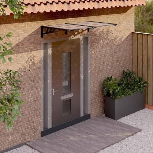 Türvordach Schwarz mit Polycarbonatplatte, ABS-Halterungen, Stabiler Aluminiumrahmen, Überdachung Haustür, Balkon Regenschutz, 152.5x90 cm Türvordach Schwarz mit Polycarbonatplatte, ABS-Halterungen, Stabiler Aluminiumrahmen, Überdachung Haustür, Balkon Regenschutz, 152.5x90 cm von HaoChrymec