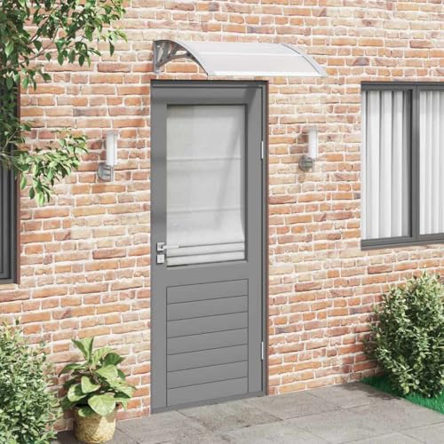 Türvordach aus Polycarbonat, mit Aluminium und ABS-Rahmen, Witterungsbeständig, Stabil, Türüberdachung, Überdachung Haustür, Balkon Regenschutz, Grau und Transparent, 80 x 75 cm von HaoChrymec