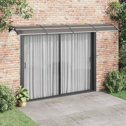 Türvordach mit Polycarbonat, Stabiler Rahmen aus Aluminium und ABS, Witterungsbeständig, Überdachung Haustür, Vordach für Haustür, Balkon Regenschutz, Schwarz, 400x100 cm von HaoChrymec