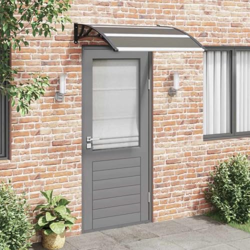 Vordach aus Polycarbonat mit ABS-Halterung, Überdachung Haustür, Türüberdachung, Balkon Regenschutz, Schwarz, 120 x 100 cm von HaoChrymec