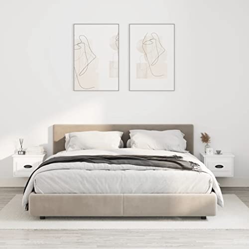 Wand-Nachttische 2 STK. Weiß, Holzwerkstoff, Wandmontiertes Design, Kompakte Größe, Viel Stauraum, Nachttisch hängend, Nachtschränke weiß, Für Schlafzimmer, 41.5x36x28 cm Wand-Nachttische 2 STK. Weiß, Holzwerkstoff, Wandmontiertes Design, Kompakte Größe, Viel Stauraum, Nachttisch hängend, Nachtschränke weiß, Für Schlafzimmer, 41.5x36x28 cm von HaoChrymec