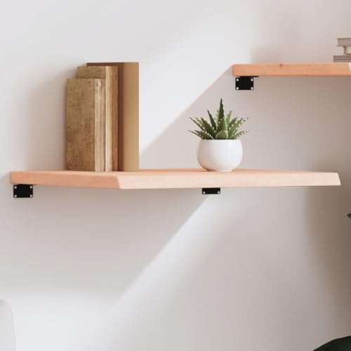 Wandregal mit 60x50x(2-4) cm, Massivholz Eiche Unbehandelt, Handgefertigt, Mit Naturkante, Vielseitig als Regal für Wand, Badezimmer, Wohnzimmer, Schwebendes Regal, Braun von HaoChrymec