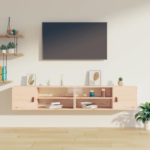 Wandschränke 2 STK. Mit 4 Fächern, Massivholz Kiefer, Hängeschrank Bad, Badezimmerschrank Hängend, Wandschrank Hängend, Medikamentenschrank, Schwarz, 80 x 30 x 30 cm von HaoChrymec