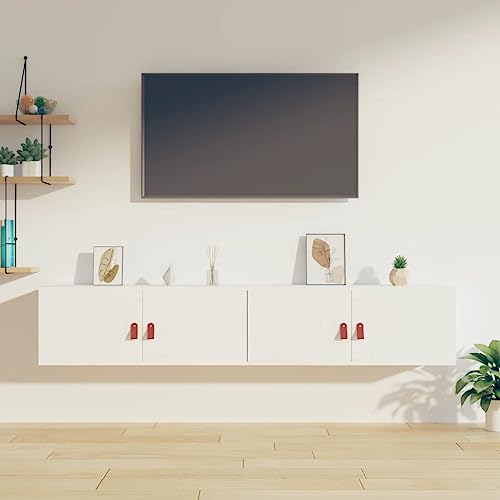 Wandschränke 2 STK. mit Massivholz Kiefer, Hängeschrank mit Viel Stauraum, Badezimmer Hängeschrank, Weiß, 80 x 30 x 30 cm von HaoChrymec