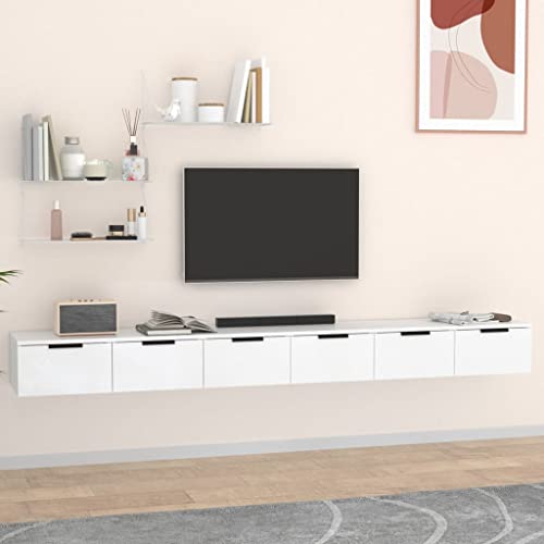 Wandschränke mit 2 STK. Holzwerkstoff, Weiß, Vielseitig als Hängeschrank Bad oder Badezimmer, Wandschrank Hängend für Arbeitszimmer und Wohnzimmer, 102 x 30 x 20 cm von HaoChrymec