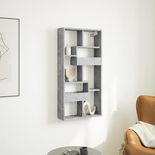 Wandschrank mit Holzwerkstoff, Hängeschrank Bad oder Badezimmer, Praktischer Medikamentenschrank oder Anrichte Sideboard, Betongrau, 50 x 15 x 100 cm von HaoChrymec