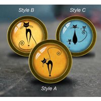 1 Paar Katzen Schubladenknöpfe Vintage Bronze 1960Er Jahre Möbelknöpfe Möbelgriffe von HaoDesign