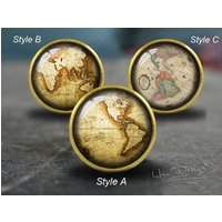 Weltkarte Schubladenknäufe, Handgefertigte Bronzeknäufe, Vintage Möbelknäufe, Möbelknöpfe, Bronzeknöpfe von HaoDesign