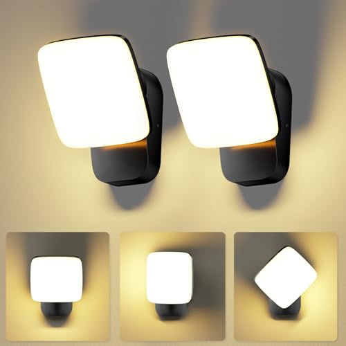 2 Stück Außen Lampe LED Außenlampe - Innen 3000K Wandleuchte IP65 Aussen Wandlampe mit Schwenkbar LED Panel Aluminium Außenleuchte Anthrazit Außenbeleuchtung für Garten, Terrasse, Eingang, Warmweiß von HaoDrisk
