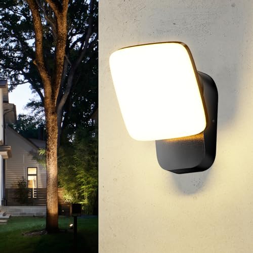 HaoDrisk Außen Lampe LED Außenlampe - Innen 3000K Wandleuchte IP65 Aussen Wandlampe mit Schwenkbar LED Panel Aluminium Außenleuchte Anthrazit Außenbeleuchtung für Garten, Terrasse, Eingang, Warmweiß von HaoDrisk
