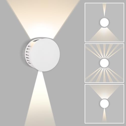 HaoDrisk Wandleuchte Innen, Wandlampe Dimmbar Strahlform LED Moderne Wandleuchte Aussen IP65 Wasserdicht 3000K Warmweiß, LED Drehbare Wand Lampe Up and Down Wandlampen - Weiß HaoDrisk Wandleuchte Innen, Wandlampe Dimmbar Strahlform LED Moderne Wandleuchte Aussen IP65 Wasserdicht 3000K Warmweiß, LED Drehbare Wand Lampe Up and Down Wandlampen - Weiß von HaoDrisk