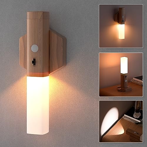 HaoDrisk Wandleuchte Mit Bewegungsmelder 2700K-3000K Warmweiß, Akku Wandlampe Mit Schalter, Bewegungssensor Schrankleuchten,Magnet Nachtlamp, Taschenlampe, für Schlafzimmer, Flur, Treppen usw von HaoDrisk