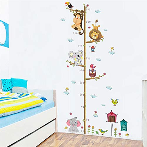 HaoFuJi Selbstklebend Wandtattoo Höhenmesser Wandsticker Junge Mädchen Messlatte Kind Waldtiere Aufkleber Wanddeko Wandbild Dschungel Deko Kinderzimmer Kinder Tapete Babyzimmer von HaoFuJi