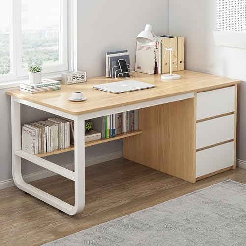 HaoJieHan Eckschreibtisch Mit Schubladen, Home-Office-Schreibtische Mit Bücherregal, Moderner Büroschreibtisch Für Home-Office-Schlafzimmer A,140X48X75CM HaoJieHan Eckschreibtisch Mit Schubladen, Home-Office-Schreibtische Mit Bücherregal, Moderner Büroschreibtisch Für Home-Office-Schlafzimmer A,140X48X75CM von HaoJieHan