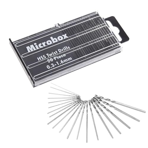 HaoTrade 20 Stück 0,3–1,6 mm Mini Handbohr Bit Set, Spiralbohrer Bits Set, Mini Bohrmaschine Pin Vise Mikrobohrer, Präzision Pin Vise Mikro Handbohr für Metall Holz Schmuck Modellbau DIY-Bohrungen von HaoTrade