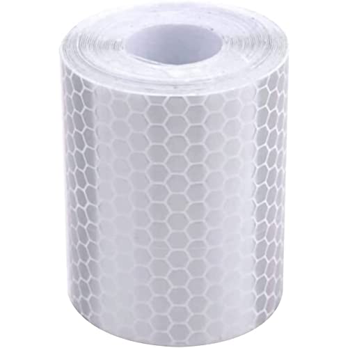 Haobase 5 cm × 3 m Auto Reflektierender Aufkleber Warnung Sicherheit Auto Dekoration Reflektor Schutzfolie Klebeband (weiß) von Haobase
