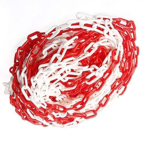 Haobase Kunststoffkette Absperrglied Warnsicherheit Parkplatz Kunststoffkette für Menschenmengenkontrolle, Verkehr, Warteschlangen (Rot & Weiß, 6 mm x 25 m) von Haobase