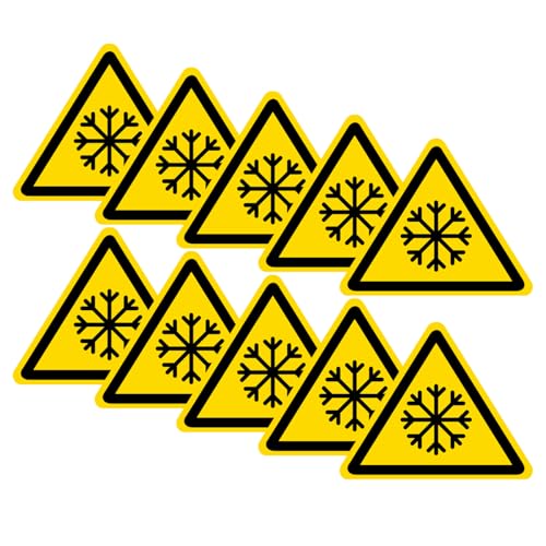 Sicherheitsschild "Caution Beware of Snow and Ice" – selbstklebender Vinyl-Aufkleber (60 mm x 49 mm), 10 Stück von Haobase
