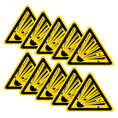 Warnschild mit Aufschrift "Warning Explosive Substance" – selbstklebender Vinyl-Aufkleber (60 mm x 49 mm), 10 Stück von Haobase