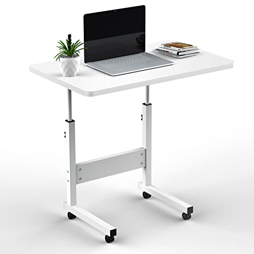 HaodaCulture Laptoptisch Höhenverstellbar, Computertisch mit Rollen, 60 * 40cm Betttisch Beistelltisch Schreibtisch Sofatisch Pflegetisch auf Rollen Höhenverstellbar, für Büro Schlafzimmer, Weiß von HaodaCulture