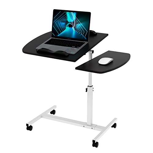 Laptop Table,Height Adjustable 61,5-96,5cm Side Table with 360° schwenkbar Wheels and Brakes Care Table Coffee Table Notebook Table Rotatable Notebook Stand Computer Desk for Tablet (Schwarz) von HaodaCulture