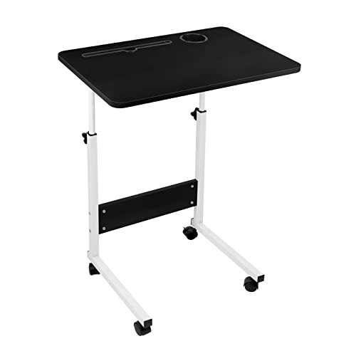 Laptoptisch Höhenverstellbar mit Rollen,Mobiler Laptop Computer Schreibtisch laptoptisch mit Rollen überbettentisch Mit Rädern Mobillacktisch Für Home Office 60*40*62.5-86.5cm (Schwarz) von HaodaCulture