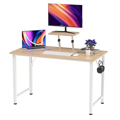 Schreibtisch Computertisch,PC Laptoptisch mit Bedienfeld Studie Tisch Arbeitstisch Bürotisch Arbeitszimmer Schreibtisch Officetisch für Zuhause Büro Schlafzimmer (Holzfarbe, 100*50*75cm) von HaodaCulture
