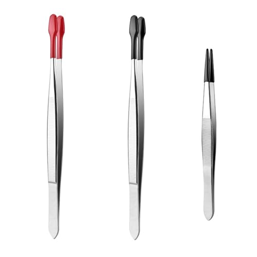3pcs Craft Pinzetten Mit Gummispitze Flach Gebogene Und Abgewinkelte Pinzette Metall Aufkleber Pinzette Für Reparaturschmuck von Haodream