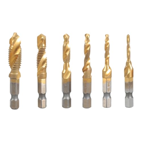 6 Pcs Schraubenhahnbohrer Bits Taps Countersink Set Kombination Bit Hochgeschwindigkeit Stahl Stahlhahnbit Eingestellt Für Metallstahlstahlbits von Haodream