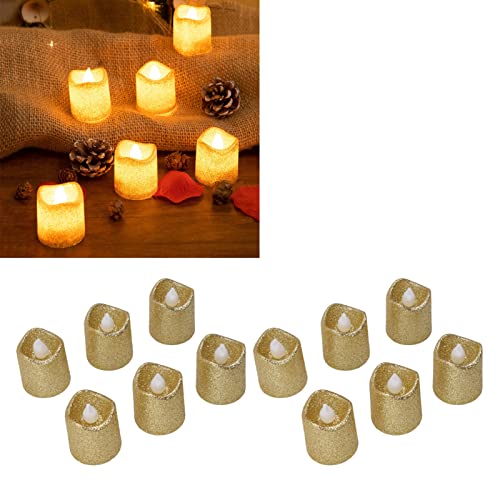 12 STÜCKE LED Teelicht Golden Warm Light Flameless Light Candle für Weihnachten Birthday Party Flameless Light Candle von Haofy