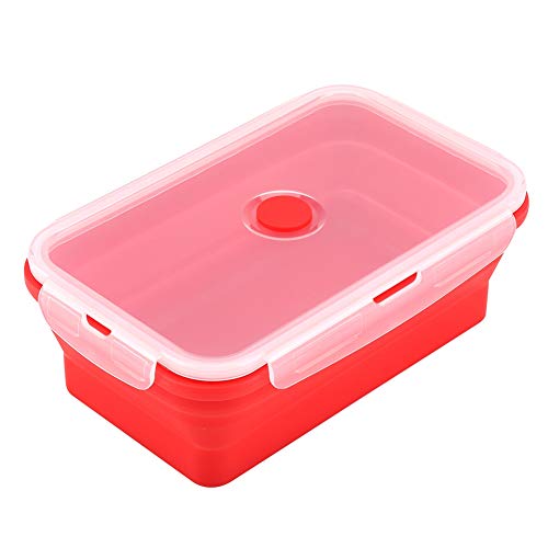 Haofy 1200 ml faltbare Silikon-Bento-Box, zusammenklappbare Lunchbox, rechteckiger Mikrowellen-Lebensmittelbehälter, tragbare faltbare Lunchbox(rot) von Haofy