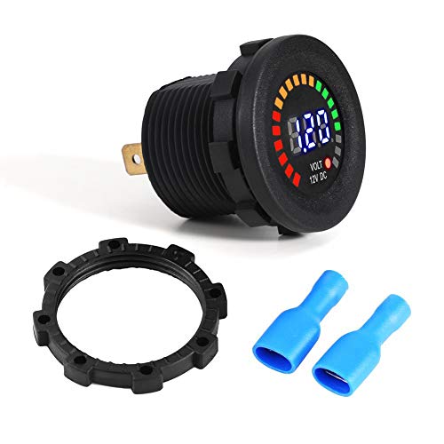 12V Digitalanzeige Voltmeter - Haofy LED DC Digital Voltmeter Messbereich 5-15V Wasserdichte Spannung Volt Meter Gauge für Motorräder, Autos, Boote, ATV, UTV, Wohnmobile, Wohnwagen - Schwarz von Haofy