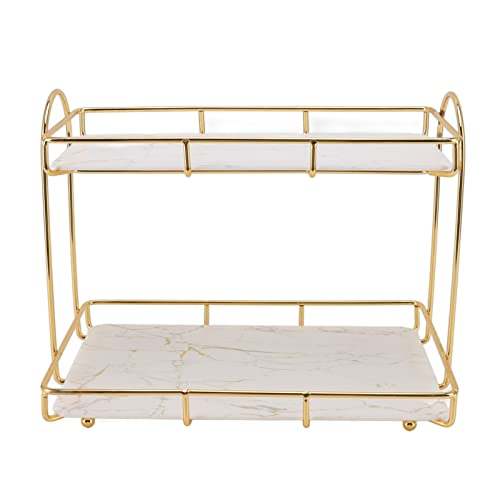 2-stöckiges Kosmetik-Aufbewahrungsregal, Badezimmerthekenregal, wasserdichtes goldenes Metall-Lagerregal mit großer Kapazität, Badezimmer, Küche, Schlafzimmer, Badezimmer, Arbeitsplatte, 2 Ebenen 2-stöckiges Kosmetik-Aufbewahrungsregal, Badezimmerthekenregal, wasserdichtes goldenes Metall-Lagerregal mit großer Kapazität, Badezimmer, Küche, Schlafzimmer, Badezimmer, Arbeitsplatte, 2 Ebenen von Haofy