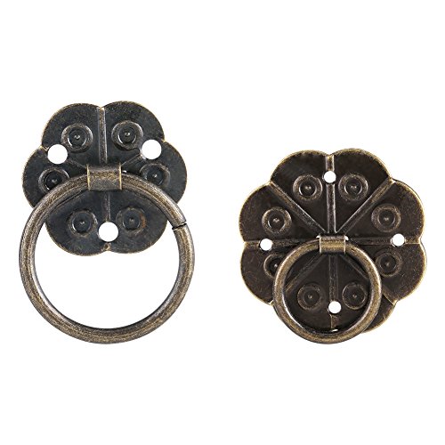 20 Stück Metallringgriff, Vintage Eisen Möbelgriff Schubladenschrank Schrank Schreibtisch Kommode Tür Ringgriff Hardware mit Schrauben Wohnkultur(Green Bronze 2 * 2cm) von Haofy