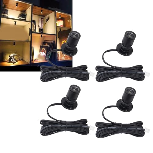 4 Stück LED-Spotlichter für den Innenbereich, Kunstlichter, Akzentlichter, Kleine Spotlight-Up-Lichter Zum Malen von Bildern, Pflanzen, Schmuck, Vitrinenmodellen, (Warmes Licht von Haofy