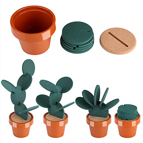 6 Stück/Set Neuheit Topf-Kaktus-Cup-Matte, rutschfeste Cup-Untersetzer Cactus-runde Matte, Wärmedämm-Untersetzer für Tisch-Desktop-Dekoration von Haofy