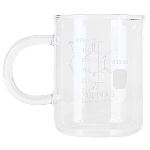 Becherglas, Koffein-Molekül-Becher, 16oz Borosilikatglas Chemiebecher mit Griff und Maß, Ideal für Kaffee Latte Tee von Haofy