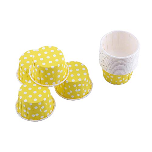 Cupcake Wrapper, Haofy 100 Stück Mini Muffin Papierförmchen, Klein Papier Backbecher für Cupcake/Kuchen/Schokoladen/Candy/Muffin, für Hochzeit, Geburtstag, Party (Gelb Wellenpunkt) von Haofy