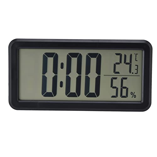 Digitale Elektronische Uhr, Schwarz LCD Digitaler Elektronischer Wecker Tragbarer Temperatur- und Feuchtigkeits-Wandbehang Wecker Elektronische Tischuhr Geeignet für Den Schreibtisch Im Schlafsaal von Haofy