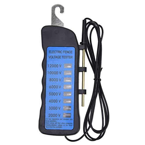 Elektrozaun-Spannungsprüfer, 12 KV Digitaler Elektrotester 2000 Bis 12000 V 8 Neon-Anzeigeleuchten Wasserdichter Zauntester für Elektrozäune von Haofy