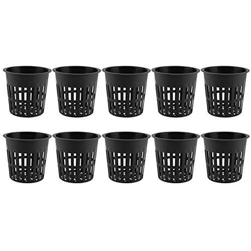 Haofy 10 Stück Hydroponics Net Pot Garden Schlitzgitterbecher, Kunststoff Pflanzkorb für Hydroponik, Aeroponik, Orchideen (schwarz/weiß)(schwarz) von Haofy