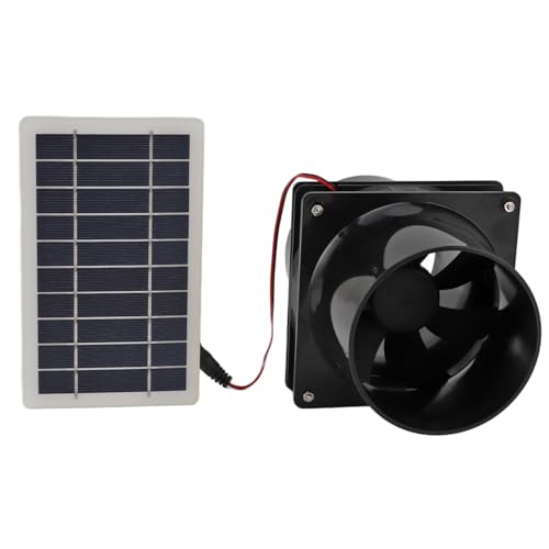 Haofy 10 W 12 V Solarbetriebener Abluftventilator, Solar-Entlüftungsventilator, ABS-Solarpanel-Ventilator-Set für Runde Rohre für Haustierhaus, Hühnerstall, Wohnmobil, Gewächshaus von Haofy