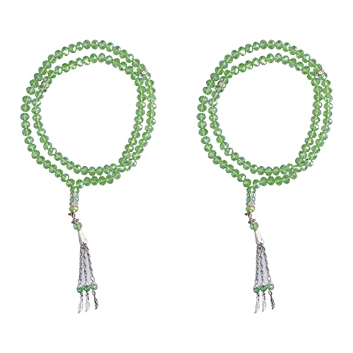 Haofy 2pcs Muslim Tasbih 99 Rosenkranzperlen Islam Gebet Misbaha Emulation Kristall Achat Harz Perlen Islamische Anbetungszeremonie Religiös Eid Ramadan Gegenwart Gebet Accessoire (GREEN) von Haofy