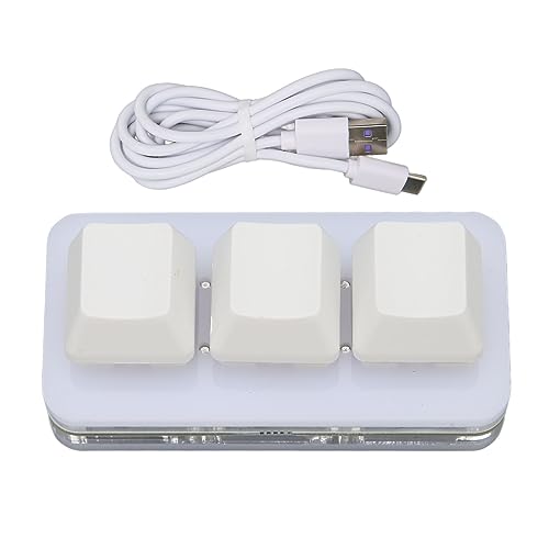 Haofy 3-Tasten-USB-Tastatur, Standard-Makro-Programmiertastatur, RGB-LED-Hintergrundbeleuchtung, Unterstützt Plug-and-Play-Multifunktions-Hot-Swap für für Office für OS X (Weiß) von Haofy