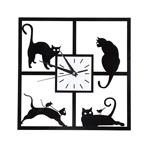 Haofy 3D Black Cat Acryl Wanduhr Ultra Mute Moderne Wandaufkleber Uhr Katzenuhr Silent Acryl Uhr Mute Kreative Uhr Quarzuhr für Wohnzimmer Schlafzimmer Küche Wohnkultur von Haofy