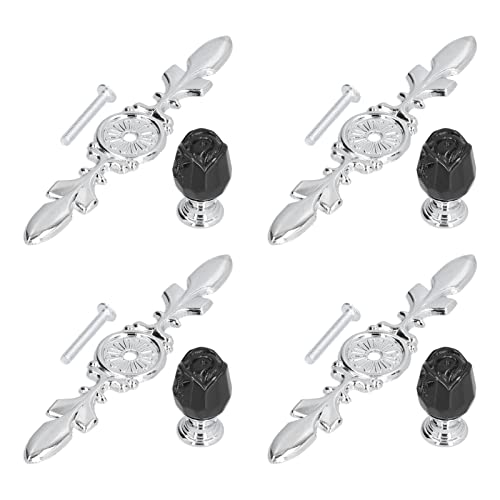 Haofy 4 Pack -Kristallschublade Ziehen mit Rückplatten Zinklegungsschrank Griffe Moderne Zieh für Schlafzimmer Schrank Küchenschublade Garderobe Möbel Hardware (BLACK) von Haofy